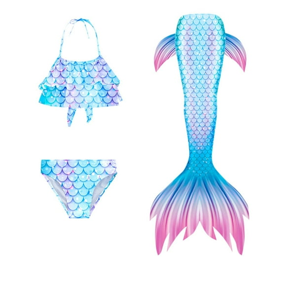 Kids Girls Bathing Suits Tails for Girls Swimming Bikini Fish Tail Set Swimwear for Little Girl 4-5 Years