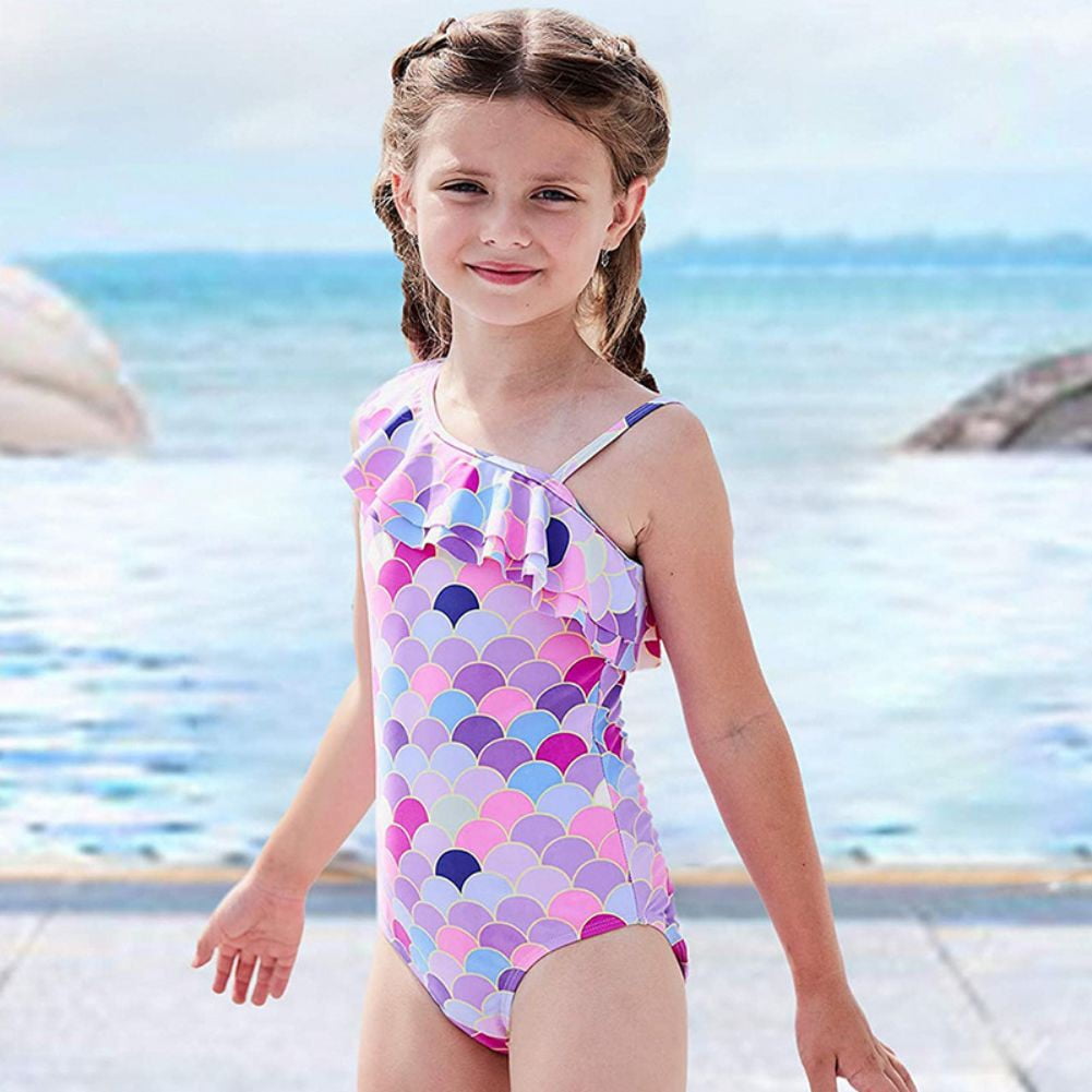 Kids Girls Beach Sport Off Shoulder One Piece Swimsuit Swimwear Beach