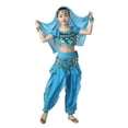 thumbnail image 1 of Kids Girls Belly Dance Halter Top Pants Costume Set Sequin Indian Dance Outfit with Head Veil Waist Chain and Bracelets, 1 of 7