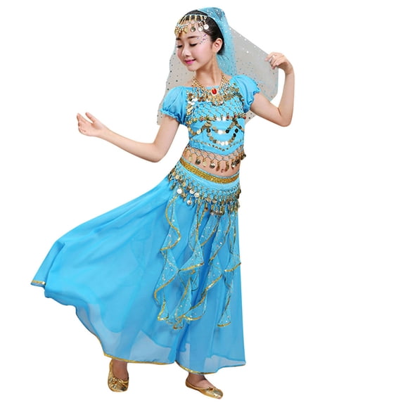 Kids Girls Belly Dance Sequin Dance Halloween Wear Carnival Sets