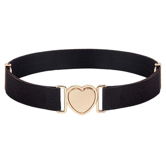 Kids Girls Belts Adjustable Elastic Belts with Heart Buckle Fashion Versatile Skinny Waistband One Size
