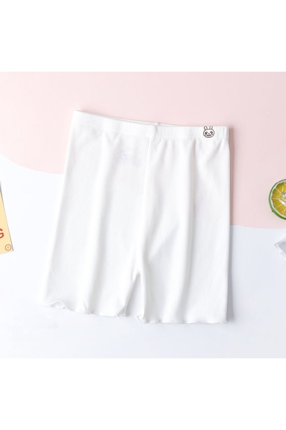 Kids Girls Bike Shorts 5-Pack | Ribbed Safety Shorts for Under Dresses, Soft White Mid-Thigh Play Shorts for Kids, Elastic Waist,Size 5-6T