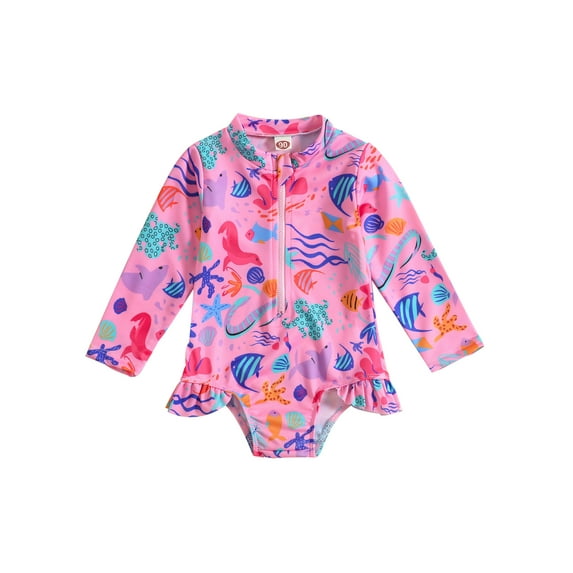PaerPade Bikini Collar Sea Animal Print Swimsuit Set (Girl's)