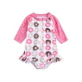 thumbnail image 1 of Kids Girls Bikini, Long Sleeve Swimsuit Crew Neck Starfish Donut Leaves Print Swimwear for Summer Beach, 1 of 9