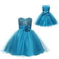thumbnail image 1 of Kids Girls Blue Dress Ruffle Formal Dresses for Girls First Birthday Gifts for Girls Little Girl Dresses 7-8 Years, 1 of 5