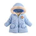 thumbnail image 1 of Kids Girls Blue Hooded Puffer Coat Fleece Lined Windproof Water Resistant Winter Outerwear,Size 1 T, 1 of 9