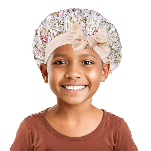 Kids Girls Bonnets Silk Bonnet for Child Satin Bonnet for Sleeping Baby Toddler Tie Bonnet Sleep Cap Beige One Size