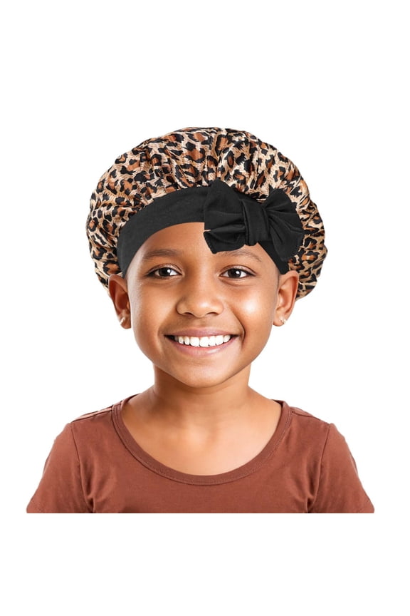 Kids Girls Bonnets Silk Bonnet for Child Satin Bonnet for Sleeping Baby Toddler Tie Bonnet Sleep Cap Coffee One Size