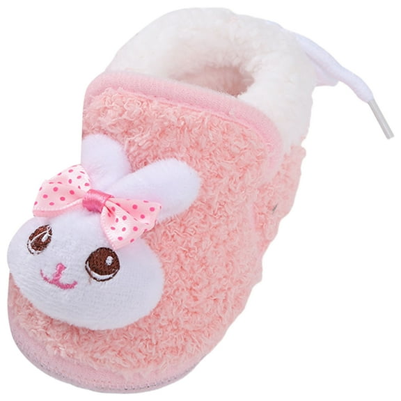 Kids Girls Boys Cartoon Animals Plush Walking Shoes Toddler Fleece Lined Ankle Boots Non Slip Bootie Slippers