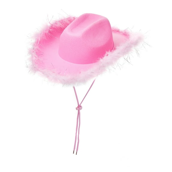 Kids Girls Boys Cowboy Hats Wide Brim Western Cowgirl Hat with Adjustable Strap Felt Fedora Hat Costume Accessories