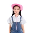 thumbnail image 1 of Kids Girls Boys Cowboy Hats Wide Brim Western Cowgirl Hat with Adjustable Strap Felt Fedora Hat Costume Accessories, 1 of 8