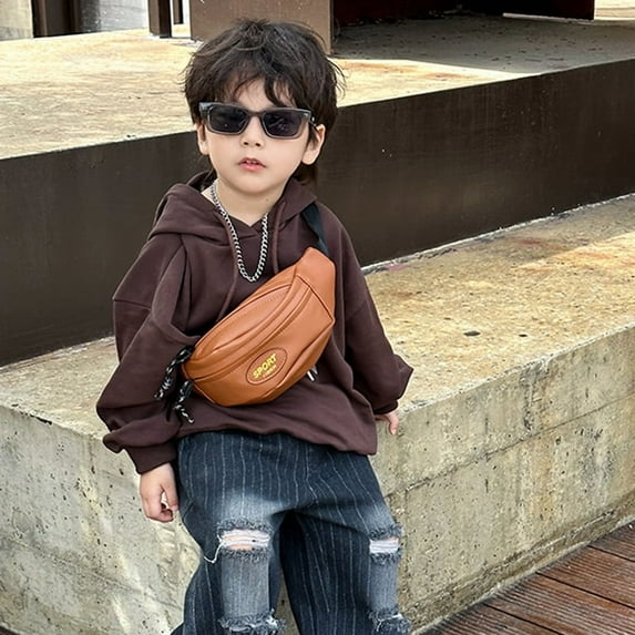 Kids Girls Boys Fanny Pack, Fashion Waterproof Waist Pack with Adjustable Belt, PU Leather Large Capacity Kids Crossbody Belt Bag for Travel Hiking Cycling Running Camping