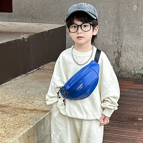 Kids Girls Boys Fanny Pack, Fashion Waterproof Waist Pack with Adjustable Belt, PU Leather Large Capacity Kids Crossbody Belt Bag for Travel Hiking Cycling Running Camping