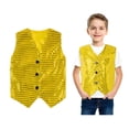 thumbnail image 1 of Kids Girls Boys Glitter Sequin Vest Sleeveless Button Down Waistcoat Jacket for Belly Hop Jazz Party Performance 5-6 Years, 1 of 6