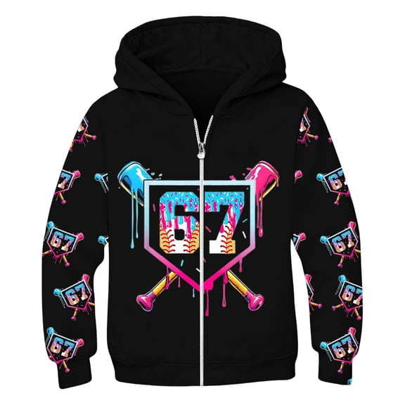 Kids Girls Boys Hoodie Warm Winter Sweatshirts 67 Number Long Sleeve Pullover