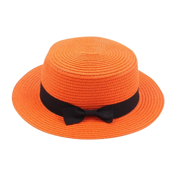 Kids Girls Boys Summer Fedora Straw Hat Wide Brim Floppy Beach Sun Cap Visor Hat Cozy L - One Size
