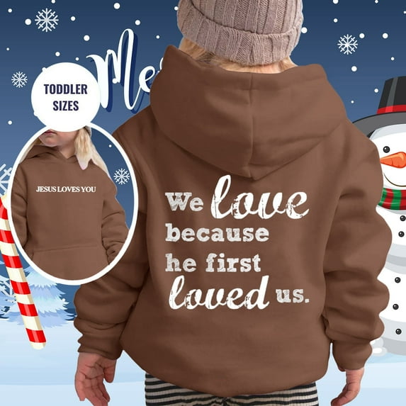 Kids Girls Boys Jesus Loves You Hoodie Letter Print Christian Sweatshirt Long Sleeves Cute Oversize Pullover Christian Hoodies for Children Girls Boys 9-10 Years