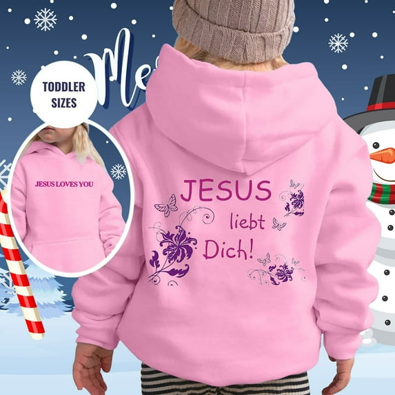 Kids Girls Boys Jesus Loves You Sweatshirt Letter Print Christian Sweatshirt Long Sleeves Fashion Loose Pullover Faith Over Fear Hoodie for Kid Girls Boys 3-4 Years