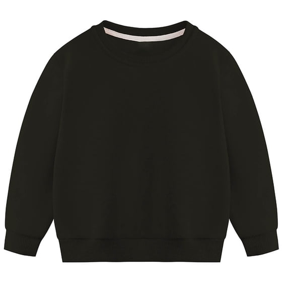 Kids Girls and Boys Long Sleeve Round Neck Fleece Hoodie Cozy Pullover for Cold Weather, Warmth, Casual Wear, Soft and Breathable Fabric, Size 90-150 Black 11-12Years