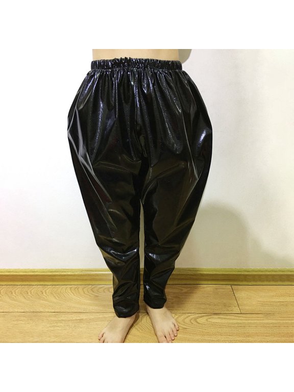 Kids Girls Boys Metallic Harem Dance Pants Loose Fit For Modern Hop Street Dancewear Classic Girls Pants Black 7-8 Years