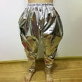 thumbnail image 1 of Kids Girls Boys Metallic Harem Dance Pants Loose Fit For Modern Hop Street Dancewear Loose Fit Girls Pants Silver 11-12 Years, 1 of 6