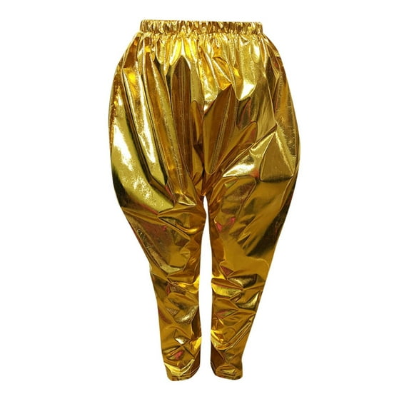 Kids Girls Boys Metallic Harem Dance Pants Loose Fit For Modern Hip Hop Street Dancewear