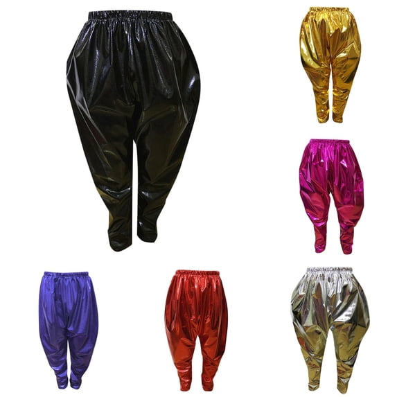 Kids Girls Boys Metallic Harem Dance Pants Loose Fit for Modern Hop Street Dancewear plus Size Girl Leggings 13-14 Years