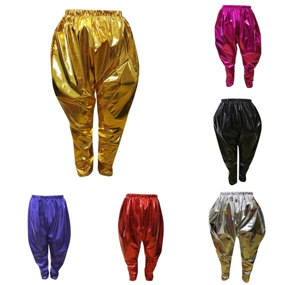 Kids Girls Boys Metallic Harem Dance Pants Loose Fit for Modern Hop Street Dancewear plus Size Girl Leggings 3-4 Years