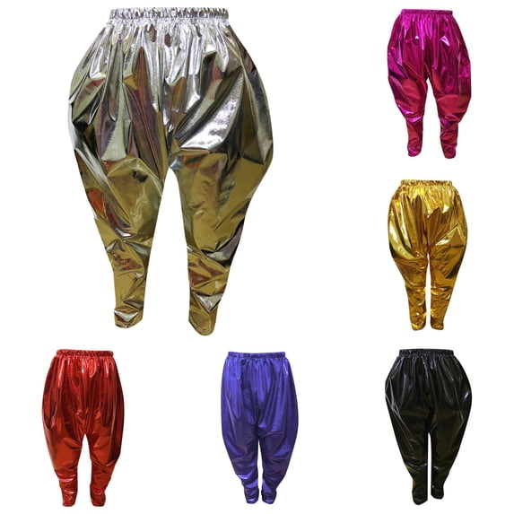 Kids Girls Boys Metallic Harem Dance Pants Loose Fit for Modern Hop Street Dancewear plus Size Girl Leggings 3-4 Years
