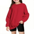 thumbnail image 1 of Kids Girls Boys Plain Sweatshirt Comfy Pullover Shirt Fleece Hooded Jumper Pullover Crew Neck Long Sleeve Top Casual Fashion for Childrens Unisex Fall Winter, 1 of 4