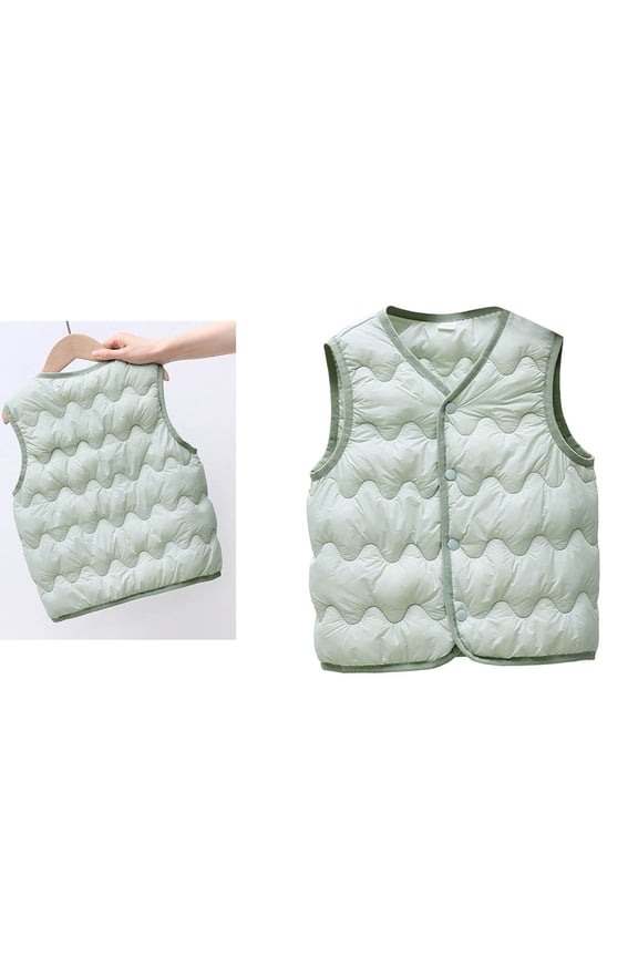 Kids Girls Boys Puffer Vest Boys Winter Vest Lightweight Water-Resistant Button Down Cute Vest Sleeveless Winter Warm Outwear Jacket Vest 3-4 Years