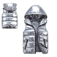 thumbnail image 1 of Kids Girls Boys Puffer Vest Girls Vest Baby Hoodie Vest Thicken Windproof Zipper Warm Outwear Winter Warm Outerwear for Boys 4-5 Years, 1 of 4