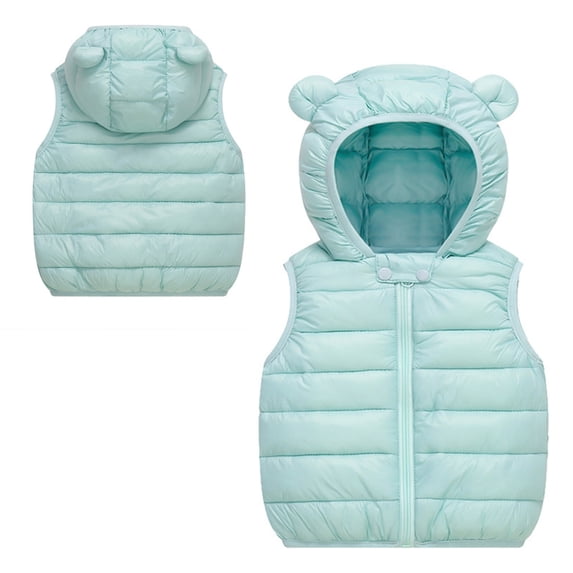 Kids Girls Boys Puffer Vest Kids Winter Vest Bear Ear Cute Jackets Sleeveless Lightweight Puffer Jacket Winter Warm Outerwear for Children 3-4 Years