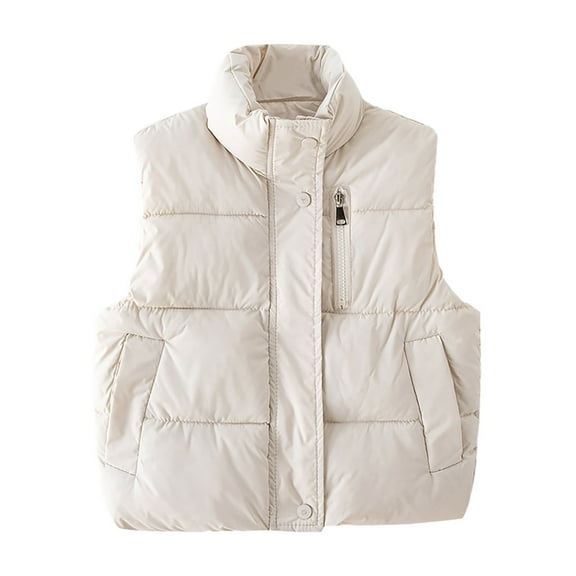 Kids Girls Boys Puffer Vest Kids Winter Vest Stand Collar Lightweight Zip Up Cute Jackets with Sleeveless Winter Clothes 4-5 Years