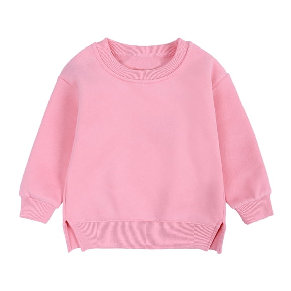 Kids Girls Boys Pullover Sweatshirt Solid Plus Babies Color Top Coat Tops Size 120 Hot Pink