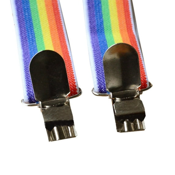 Kids Girls Boys Rainbow Multicolor Braces Suspenders and Rainbow Bow Tie Set