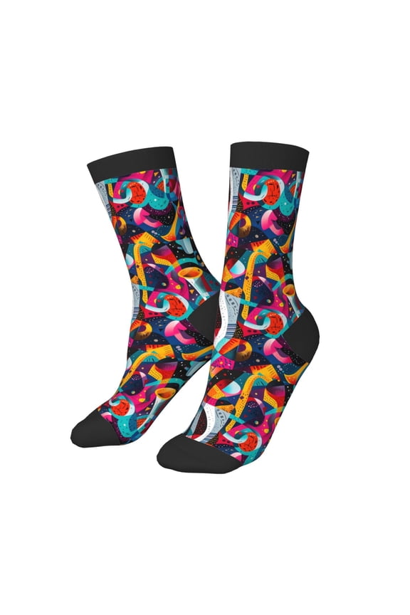 Kids Girls Boys Socks - Abstract Jazz Instrumental Comfort Breathable Crew Socks for Boys Girls Kids, Soft Athletic Running Socks for Boys Socks 6-10 Years Old