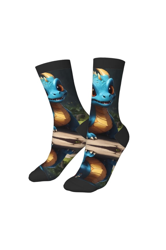 Kids Girls Boys Socks - Adorable Blue Baby Dragon Comfort Breathable Crew Socks for Boys Girls Kids, Soft Athletic Running Socks for Boys Socks 6-10 Years Old