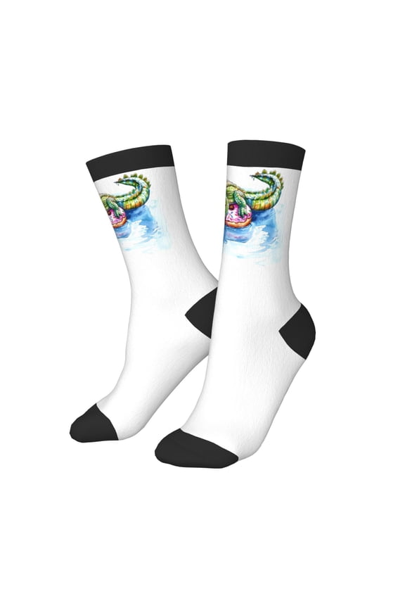 Kids Girls Boys Socks - Alligator Donut Pool Float Comfort Breathable Crew Socks for Boys Girls Kids, Soft Athletic Running Socks for Boys Socks 6-10 Years Old
