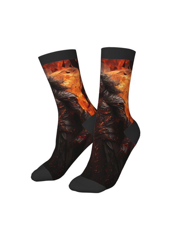 Kids Girls Boys Socks - Angry Fireball Flame Warrior Comfort Breathable Crew Socks for Boys Girls Kids, Soft Athletic Running Socks for Boys Socks 6-10 Years Old