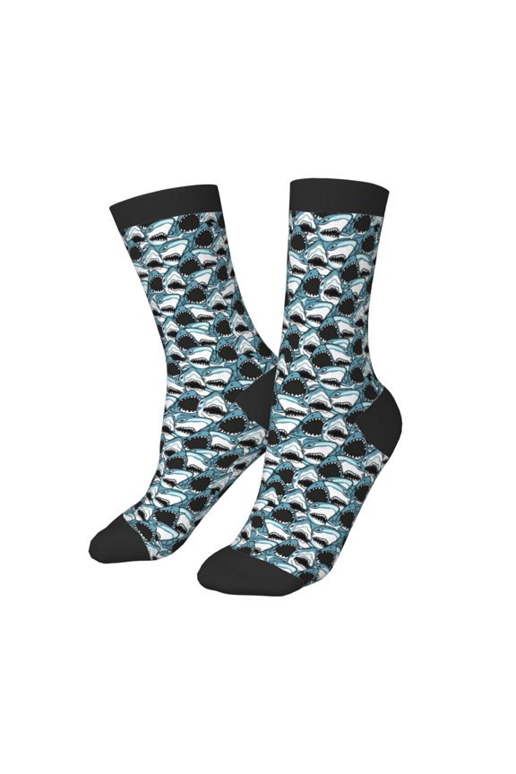 Kids Girls Boys Socks - Angry Shark Comfort Breathable Crew Socks for Boys Girls Kids, Soft Athletic Running Socks for Boys Socks 6-10 Years Old