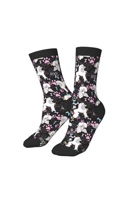 Kids Girls Boys Socks - Artistic Poodle Dog Multicolor Comfort Breathable Crew Socks for Boys Girls Kids, Soft Athletic Running Socks for Boys Socks 6-10 Years Old