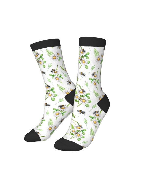 Kids Girls Boys Socks - Bee bumblebee daisy flower cute Comfort Breathable Crew Socks for Boys Girls Kids, Soft Athletic Running Socks for Boys Socks 6-10 Years Old