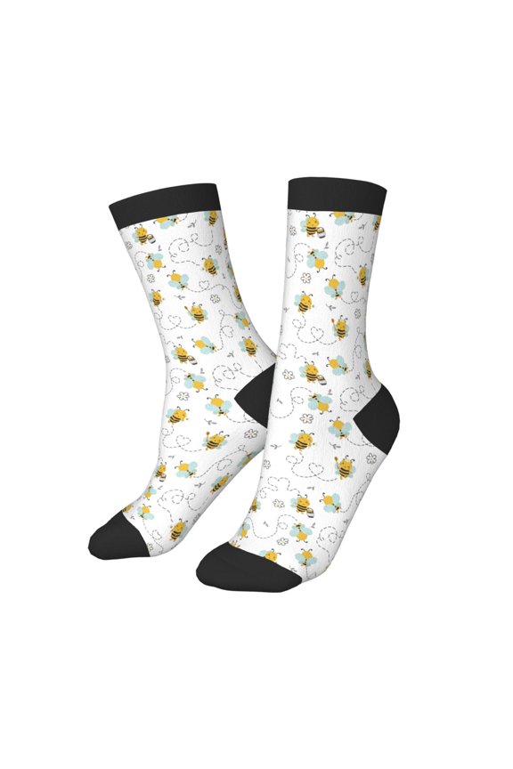 Kids Girls Boys Socks - Bee print A Comfort Breathable Crew Socks for Boys Girls Kids, Soft Athletic Running Socks for Boys Socks 6-10 Years Old