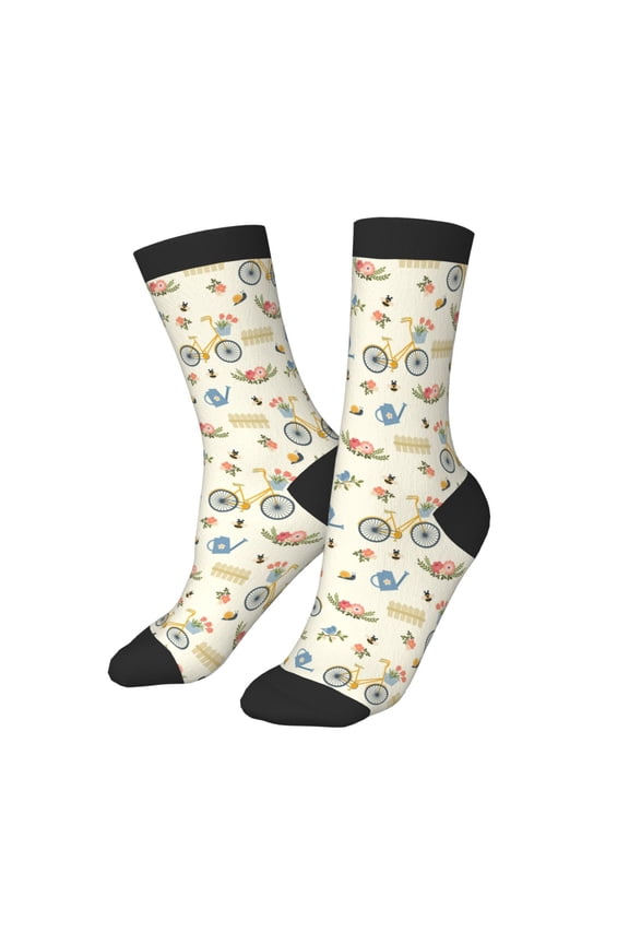 Kids Girls Boys Socks - Bike Pattern Farmhouse Comfort Breathable Crew Socks for Boys Girls Kids, Soft Athletic Running Socks for Boys Socks 6-10 Years Old