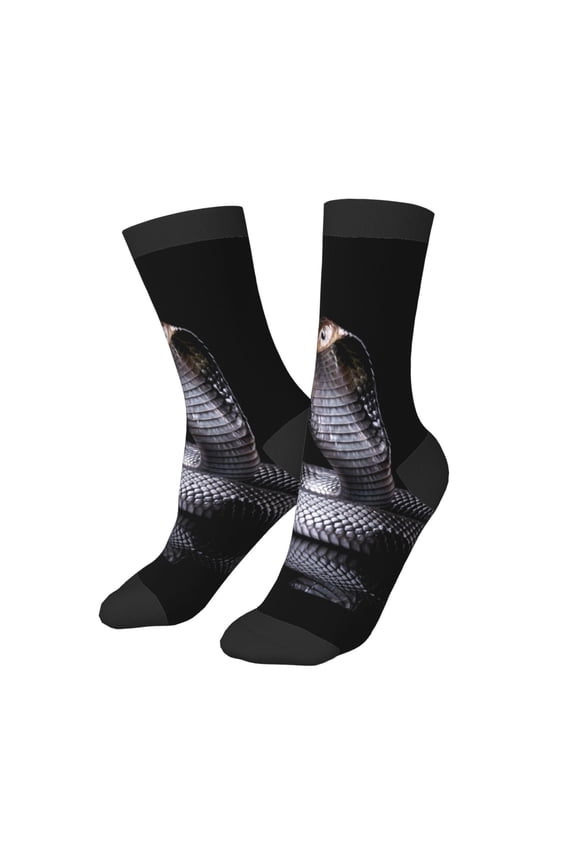 Kids Girls Boys Socks - Black Cobra Snake Comfort Breathable Crew Socks for Boys Girls Kids, Soft Athletic Running Socks for Boys Socks 6-10 Years Old