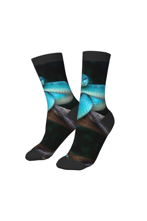 Kids Girls Boys Socks - Blue White-Lipped Pit Viper Comfort Breathable Crew Socks for Boys Girls Kids, Soft Athletic Running Socks for Boys Socks 6-10 Years Old