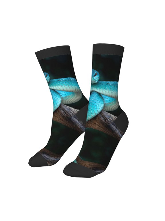 Kids Girls Boys Socks - Blue White-Lipped Pit Viper Comfort Breathable Crew Socks for Boys Girls Kids, Soft Athletic Running Socks for Boys Socks 6-10 Years Old