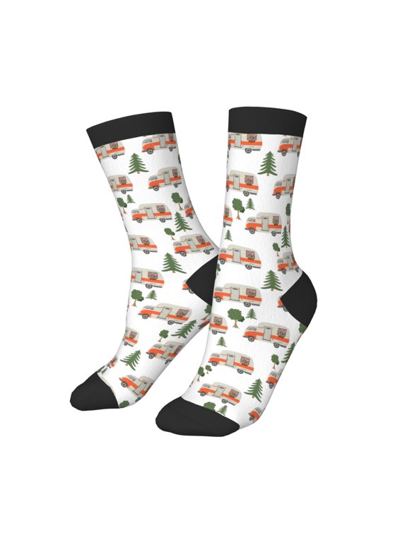 Kids Girls Boys Socks - Camp Van Comfort Breathable Crew Socks for Boys Girls Kids, Soft Athletic Running Socks for Boys Socks 6-10 Years Old