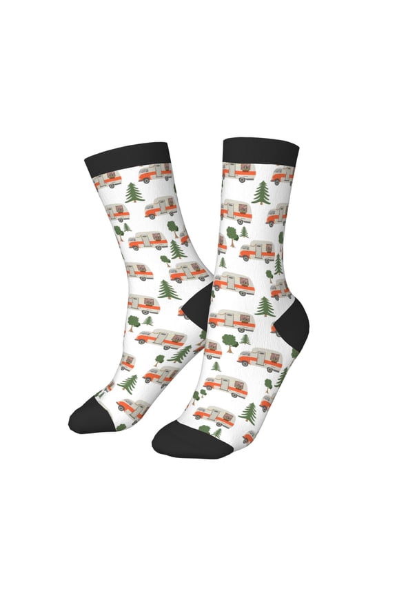 Kids Girls Boys Socks - Camp Van Comfort Breathable Crew Socks for Boys Girls Kids, Soft Athletic Running Socks for Boys Socks 6-10 Years Old